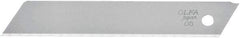 Olfa - 10 Piece Steel Utility Knife Blade - 100mm OAL, 3-15/16" Blade Length, 0.02" Blade Thickness - USA Tool & Supply