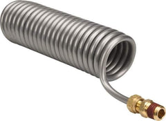 Parker - 0.17 ID, 1/4 x 1/4 Thread, 4-1/2' Long, Gray SAE J844 Type A Nylon Coiled & Self Storing Hose - 150 Max psi, Parker NTA Brass Fittings - USA Tool & Supply