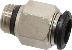Alpha Technologies - 10mm Outside Diam, 1/4 Universal, Nickel Plated Brass Push-to-Connect Tube Male Connector - 250 Max psi, Tube to Universal Thread Connection, Buna O-Ring - USA Tool & Supply