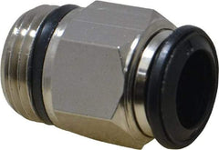 Alpha Technologies - 10mm Outside Diam, 3/8 Universal, Nickel Plated Brass Push-to-Connect Tube Male Connector - 250 Max psi, Tube to Universal Thread Connection, Buna O-Ring - USA Tool & Supply