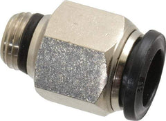 Alpha Technologies - 12mm Outside Diam, 1/4 Universal, Nickel Plated Brass Push-to-Connect Tube Male Connector - 250 Max psi, Tube to Universal Thread Connection, Buna O-Ring - USA Tool & Supply