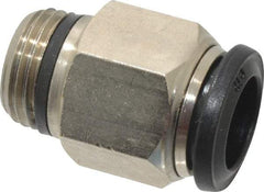 Alpha Technologies - 12mm Outside Diam, 3/8 Universal, Nickel Plated Brass Push-to-Connect Tube Male Connector - 250 Max psi, Tube to Universal Thread Connection, Buna O-Ring - USA Tool & Supply