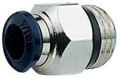 Alpha Technologies - 1/2" Outside Diam, 1/2 Universal Thread, Nickel Plated Brass Push-to-Connect Male Connector - 250 Max psi, Tube to Universal Thread Connection, Buna O-Ring - USA Tool & Supply