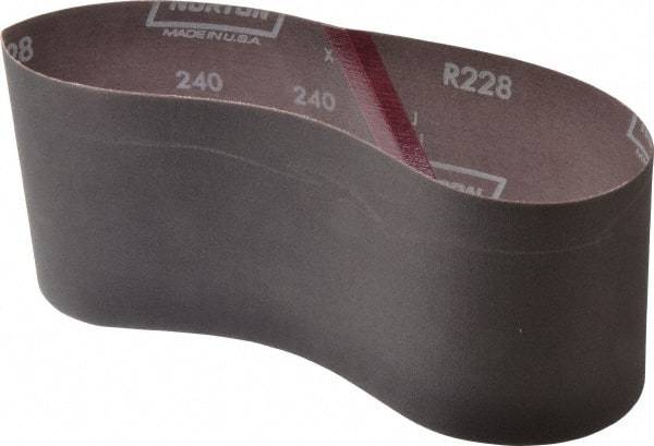 Norton - 4" Wide x 24" OAL, 240 Grit, Aluminum Oxide Abrasive Belt - Aluminum Oxide, Very Fine, Coated, Series R228 - USA Tool & Supply