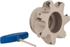 Iscar - 7 Inserts, 5" Cut Diam, 1-1/2" Arbor Diam, 0.512" Max Depth of Cut, Indexable Square-Shoulder Face Mill - 0/90° Lead Angle, 2-1/2" High, HM390 TDKT 1505 Insert Compatibility, Through Coolant, Series HeliIQMill - USA Tool & Supply