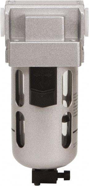 PRO-SOURCE - 1" Port Coalescing Filter - Polycarbonate with Metal Guard Bowl, Semi Automatic Drain, 116 Max psi, 0.01 Micron Rating, 3.54" Wide x 10.24" High - USA Tool & Supply