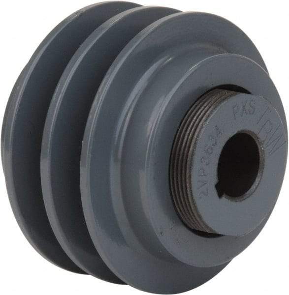 TB Wood's - 1" Inside Diam x 3.95" Outside Diam, 2 Groove, Variable Pitched Type 2 Sheave - Belt Sections 3L, 4L, A, 5L & B, 3" Sheave Thickness, 1-3/16" Side Groove Thickness 1-3/8 to 2-1/8" Face Width - USA Tool & Supply