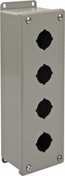 nVent Hoffman - 4 Hole, 1.2 Inch Hole Diameter, Steel Pushbutton Switch Enclosure - 11-1/4 Inch High x 3.47 Inch Wide x 2-3/4 Inch Deep, 12, 13 NEMA Rated - USA Tool & Supply