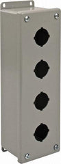 nVent Hoffman - 4 Hole, 1.2 Inch Hole Diameter, Steel Pushbutton Switch Enclosure - 11-1/4 Inch High x 3.47 Inch Wide x 2-3/4 Inch Deep, 12, 13 NEMA Rated - USA Tool & Supply