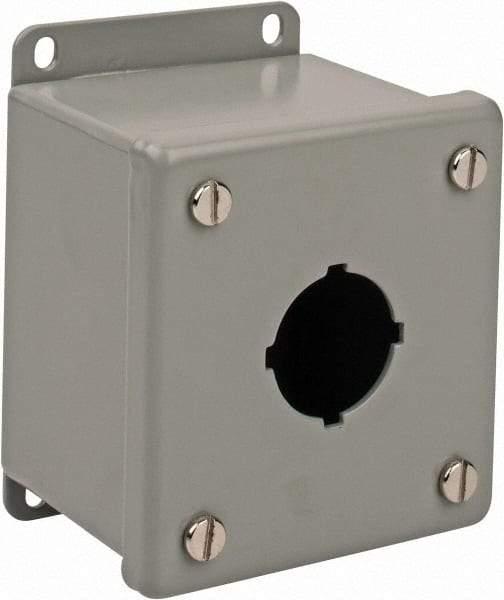 nVent Hoffman - 1 Hole, 1.2 Inch Hole Diameter, Steel Pushbutton Switch Enclosure - 4-1/2 Inch High x 3.47 Inch Wide x 2-3/4 Inch Deep, 12, 13 NEMA Rated - USA Tool & Supply
