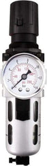 PRO-SOURCE - 3/4" NPT Port Heavy Duty 1 Piece Filter/Regulator FRL Unit - Polycarbonate Bowl, 149 SCFM, 145 Max psi, 14.6" High, Manual Drain - USA Tool & Supply
