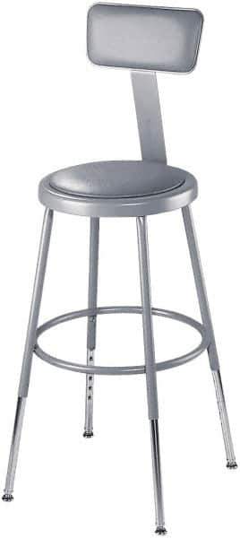 NPS - 16-3/4" Wide x 20-1/2" Deep x 44 to 53-1/2" High, Standard Base, Adjustable Seat Stool - Vinyl Seat, Gray - USA Tool & Supply