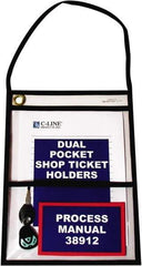 C-LINE - 15 Piece Clear Dual Pocket Stitched Hanging Shop Ticket Holder - 12" High x 9" Wide - USA Tool & Supply