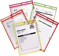 C-LINE - 10 Piece Neon Orange, Green, Red, Yellow & Pink Stitched Shop Ticket Holder - 12" High x 9" Wide - USA Tool & Supply