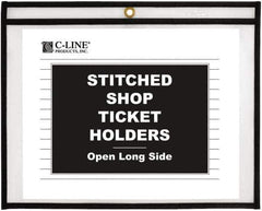 C-LINE - 25 Piece Clear Stitched Shop Ticket Holder-Open Long Side - 11" High x 8-1/2" Wide - USA Tool & Supply