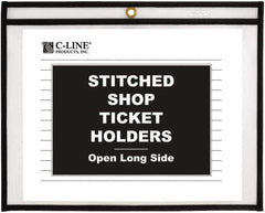 C-LINE - 25 Piece Clear Stitched Shop Ticket Holder-Open Long Side - 12" High x 9" Wide - USA Tool & Supply