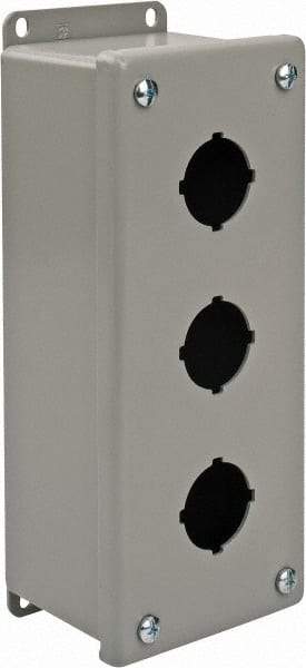nVent Hoffman - 3 Hole, 1.2 Inch Hole Diameter, Steel Pushbutton Switch Enclosure - 9 Inch High x 3.47 Inch Wide x 2-3/4 Inch Deep, 12, 13 NEMA Rated - USA Tool & Supply