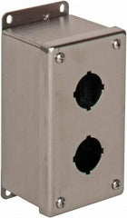 nVent Hoffman - 2 Hole, 1.2 Inch Hole Diameter, Stainless Steel Pushbutton Switch Enclosure - 6-3/4 Inch High x 3.47 Inch Wide x 2-3/4 Inch Deep, 12, 13, 4X NEMA Rated - USA Tool & Supply