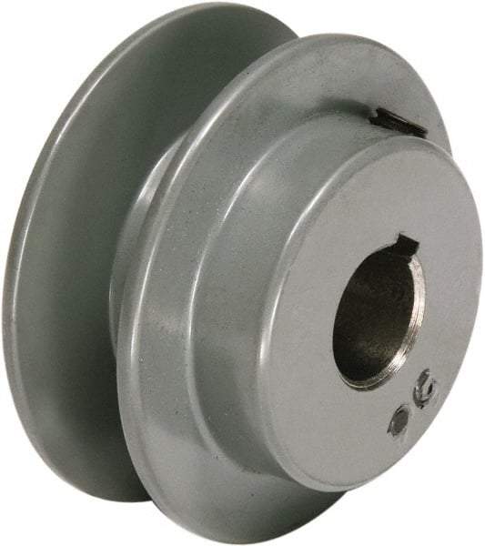 TB Wood's - 1/2" Bore, 1-3/32 Long, 2.65" Outside Diam, Finished Bore Single Groove V Belt Sheave - 7/8" Wide, 2.3 Belt Pitch B, 1.9" Pitch Diam of 4L Belt - USA Tool & Supply