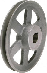 TB Wood's - 7/8" Bore, 1-5/32 Long, 4-1/4" Outside Diam, Finished Bore Single Groove V Belt Sheave - 3/4" Wide, 3.66" Pitch Diam of 3L Belt, 4" Pitch Diam of 4L Belt - USA Tool & Supply