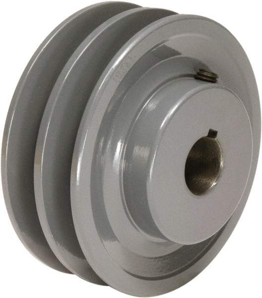 TB Wood's - 1-1/8" Bore, 1-3/16 Long, 4-3/4" Outside Diam, Finished Bore Two Groove V Belt Sheave - 1-3/4" Wide, 4.4 Belt Pitch B, 4" Pitch Diam of 4L Belt - USA Tool & Supply