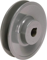 TB Wood's - 1-1/8" Bore, 1-3/16 Long, 4-1/4" Outside Diam, Finished Bore Single Groove V Belt Sheave - 7/8" Wide, 3.9 Belt Pitch B, 3-1/2" Pitch Diam of 4L Belt - USA Tool & Supply