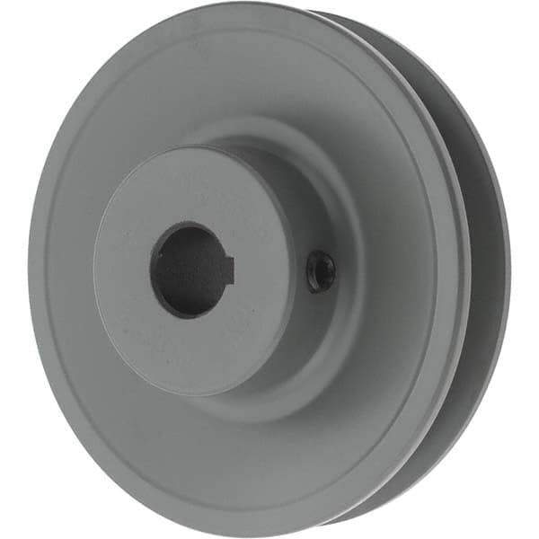 TB Wood's - 5/8" Bore, 1-5/32 Long, 3.95" Outside Diam, Finished Bore Single Groove V Belt Sheave - 3/4" Wide, 3.36" Pitch Diam of 3L Belt, 3.7" Pitch Diam of 4L Belt - USA Tool & Supply