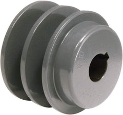 TB Wood's - 5/8" Bore, 15/16 Long, 2.85" Outside Diam, Finished Bore Two Groove V Belt Sheave - 1-3/8" Wide, 2.26" Pitch Diam of 3L Belt, 2.6" Pitch Diam of 4L Belt - USA Tool & Supply