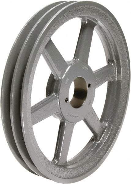 TB Wood's - 2 Groove, 1/2 to 1-1/2 Bore Diam, 6.45" Outside Diam, QD Bushed V Belt Sheave - 5.7 A Diam Belt Pitch - USA Tool & Supply