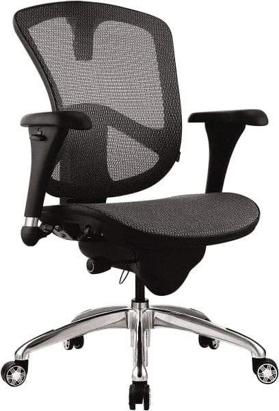 Bevco - 18 to 21-1/2" High Adjustable Chair - 20-1/2" Wide x 19-3/4" Deep, Mesh Seat, Black - USA Tool & Supply