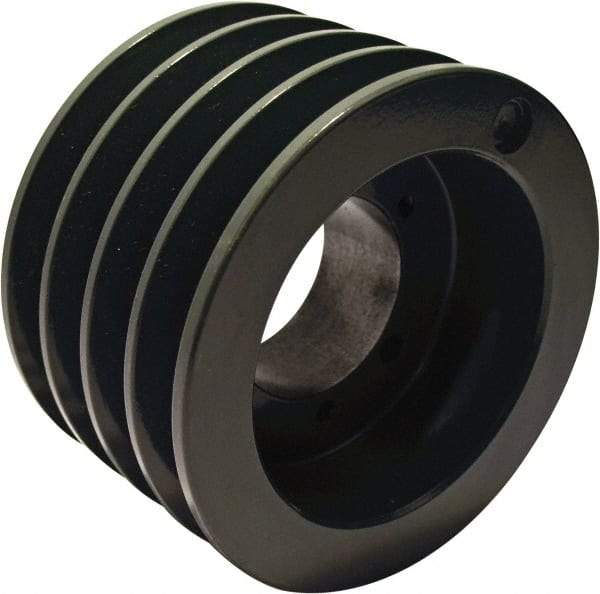 TB Wood's - 4 Groove, 1/2 to 1-15/16 Bore Diam, 6.35" Outside Diam, QD Bushed V Belt Sheave - 5.6 A Diam Belt Pitch - USA Tool & Supply