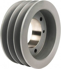 TB Wood's - 3 Groove, 1/2 to 1-5/8 Bore Diam, 3.15" Outside Diam, QD Bushed V Belt Sheave - 3.20 3V Diam Belt Pitch - USA Tool & Supply