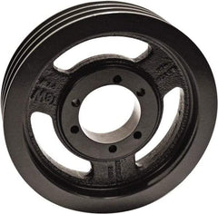 TB Wood's - 3 Groove, 1/2 to 2-1/2 Bore Diam, 9-3/4" Outside Diam, QD Bushed V Belt Sheave - 9.0 A Diam Belt Pitch - USA Tool & Supply