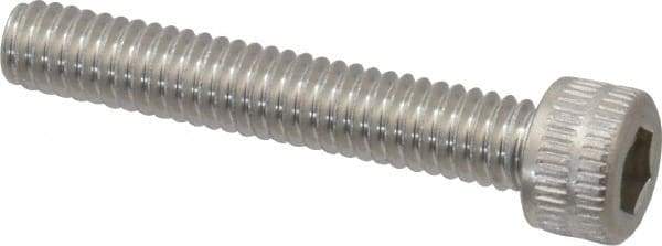 Made in USA - #8-32 UNC Hex Socket Drive, Socket Cap Screw - Grade 18-8 Stainless Steel, Uncoated, 1" Length Under Head - USA Tool & Supply