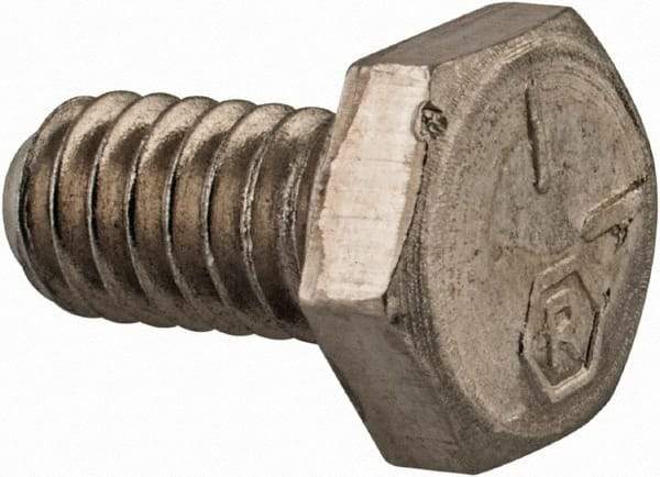 Made in USA - 1/4-20 UNC, 1/2" Length Under Head Hex Head Cap Screw - Grade 18-8 Stainless Steel, Uncoated, 7/16" Hex - USA Tool & Supply