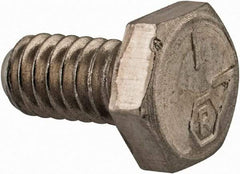 Made in USA - 1/4-20 UNC, 1/2" Length Under Head Hex Head Cap Screw - Grade 18-8 Stainless Steel, Uncoated, 7/16" Hex - USA Tool & Supply