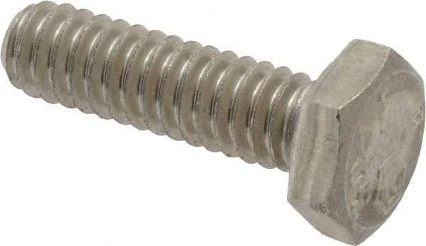 Made in USA - 1/4-20 UNC, 7/8" Length Under Head Hex Head Cap Screw - Grade 18-8 Stainless Steel, Uncoated, 7/16" Hex - USA Tool & Supply