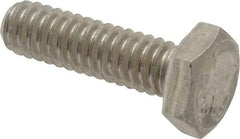 Made in USA - 1/4-20 UNC, 7/8" Length Under Head Hex Head Cap Screw - Grade 18-8 Stainless Steel, Uncoated, 7/16" Hex - USA Tool & Supply