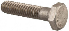Made in USA - 1/4-20 UNC, 1-1/8" Length Under Head Hex Head Cap Screw - Grade 18-8 Stainless Steel, Uncoated, 7/16" Hex - USA Tool & Supply