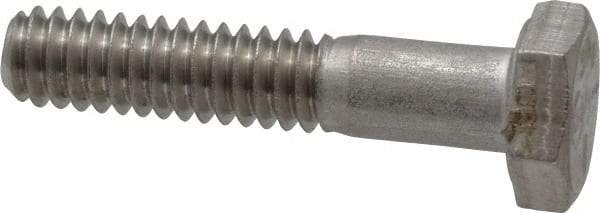 Made in USA - 1/4-20 UNC, 1-1/4" Length Under Head Hex Head Cap Screw - Grade 18-8 Stainless Steel, Uncoated, 7/16" Hex - USA Tool & Supply