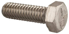 Made in USA - 5/16-18 UNC, 1" Length Under Head Hex Head Cap Screw - Grade 18-8 Stainless Steel, Uncoated, 1/2" Hex - USA Tool & Supply