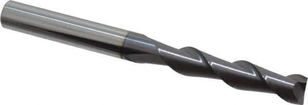 Accupro - 3/8", 1-3/4" LOC, 3/8" Shank Diam, 4" OAL, 2 Flute, Solid Carbide Square End Mill - Single End, AlTiN Finish, Spiral Flute, 40° Helix, Centercutting, Right Hand Cut, Right Hand Flute - USA Tool & Supply