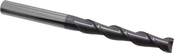 Accupro - 1/2", 3" LOC, 1/2" Shank Diam, 6" OAL, 2 Flute, Solid Carbide Square End Mill - Single End, AlTiN Finish, Spiral Flute, 40° Helix, Centercutting, Right Hand Cut, Right Hand Flute - USA Tool & Supply