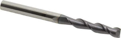Accupro - 1/4", 1-1/4" LOC, 1/4" Shank Diam, 3" OAL, 2 Flute, Solid Carbide Square End Mill - Single End, AlTiN Finish, Spiral Flute, 40° Helix, Centercutting, Right Hand Cut, Right Hand Flute - USA Tool & Supply