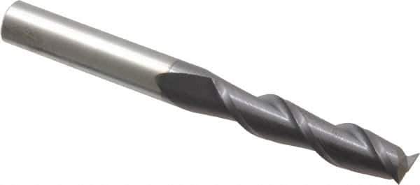 Accupro - 5/16", 1-3/8" LOC, 5/16" Shank Diam, 3" OAL, 2 Flute, Solid Carbide Square End Mill - Single End, AlTiN Finish, Spiral Flute, 40° Helix, Centercutting, Right Hand Cut, Right Hand Flute - USA Tool & Supply