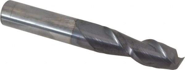 Accupro - 1/2", 1-1/2" LOC, 1/2" Shank Diam, 3-1/2" OAL, 2 Flute, Solid Carbide Square End Mill - Single End, AlTiN Finish, Spiral Flute, 40° Helix, Centercutting, Right Hand Cut, Right Hand Flute - USA Tool & Supply