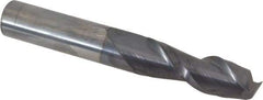 Accupro - 1/2", 1-1/2" LOC, 1/2" Shank Diam, 3-1/2" OAL, 2 Flute, Solid Carbide Square End Mill - Single End, AlTiN Finish, Spiral Flute, 40° Helix, Centercutting, Right Hand Cut, Right Hand Flute - USA Tool & Supply