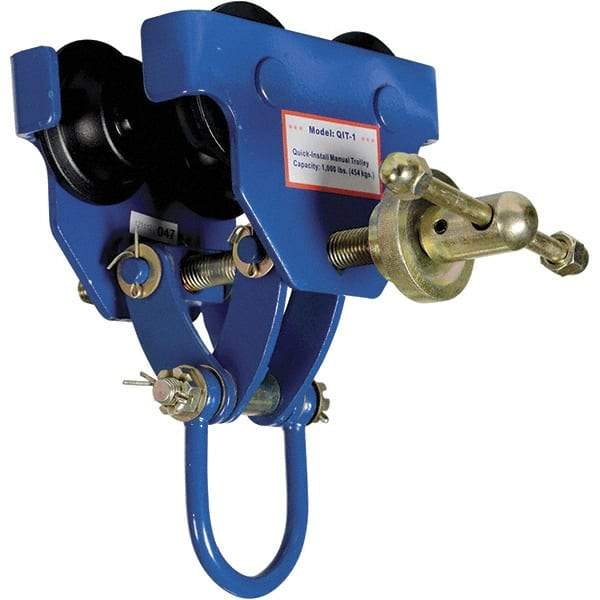Vestil - 0.5 Ton Capacity Quick Install Manual Trolley - 3" to 5" Flange Width - USA Tool & Supply