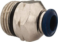 Alpha Technologies - 1/4" Outside Diam, 3/8 Universal Thread, Nickel Plated Brass Push-to-Connect Male Connector - 250 Max psi, Tube to Universal Thread Connection, Buna O-Ring - USA Tool & Supply
