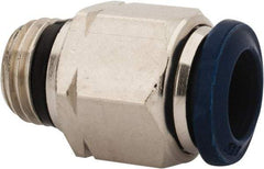 Alpha Technologies - 3/8" Outside Diam, 1/4 Universal Thread, Nickel Plated Brass Push-to-Connect Male Connector - 250 Max psi, Tube to Universal Thread Connection, Buna O-Ring - USA Tool & Supply